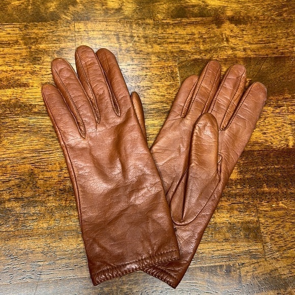 Grandoe genuine leather outer shell size Medium gloves chestnut color - Picture 11 of 12